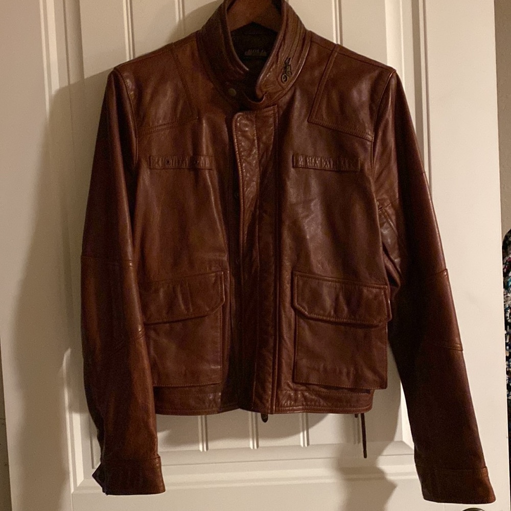 POLO Ralph Lauren Burnished Leather Moto Jacket